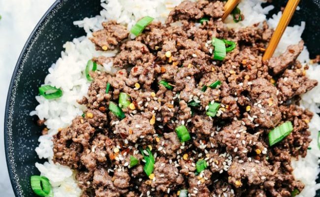 Korean Ground Beef and Rice Bowls