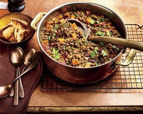 Lentil Soup with Sweet Potatoes and Bacon