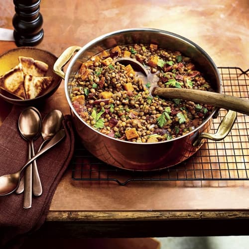 Lentil Soup with Sweet Potatoes and Bacon